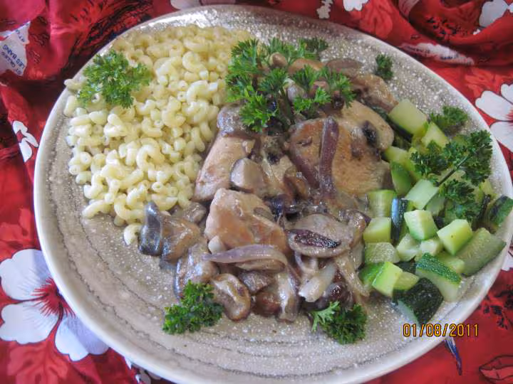 Blancs de poulet aux cocktail de champignons