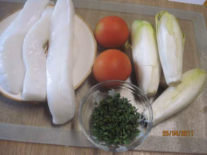 Blancs de seiche au endive sauce curry