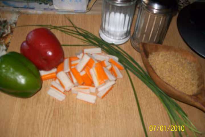 Boulgour aux poivrons et surimi