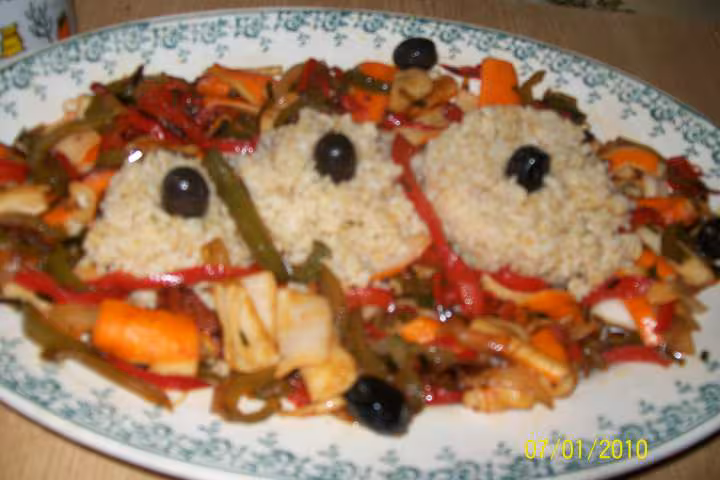 Boulgour aux poivrons et surimi