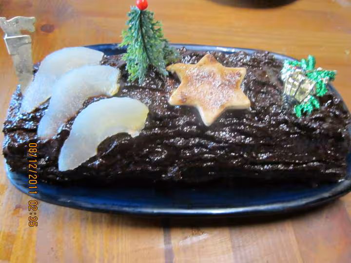 Buche de noel a la creme ganache aux poires