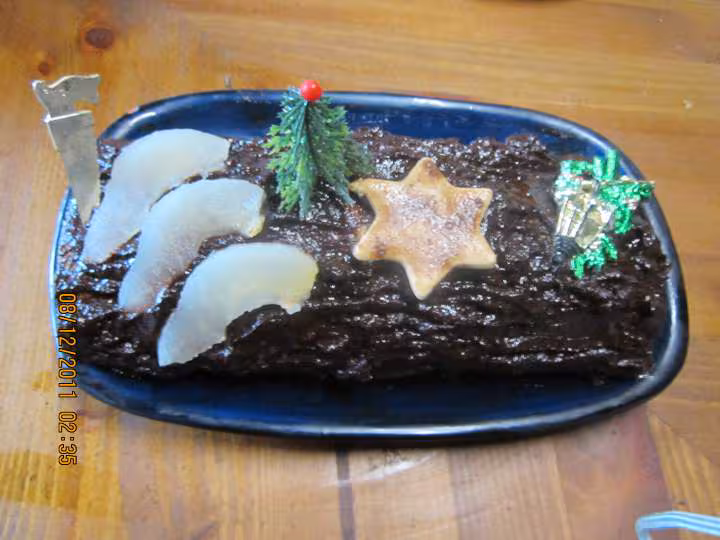 Buche de noel a la creme ganache aux poires
