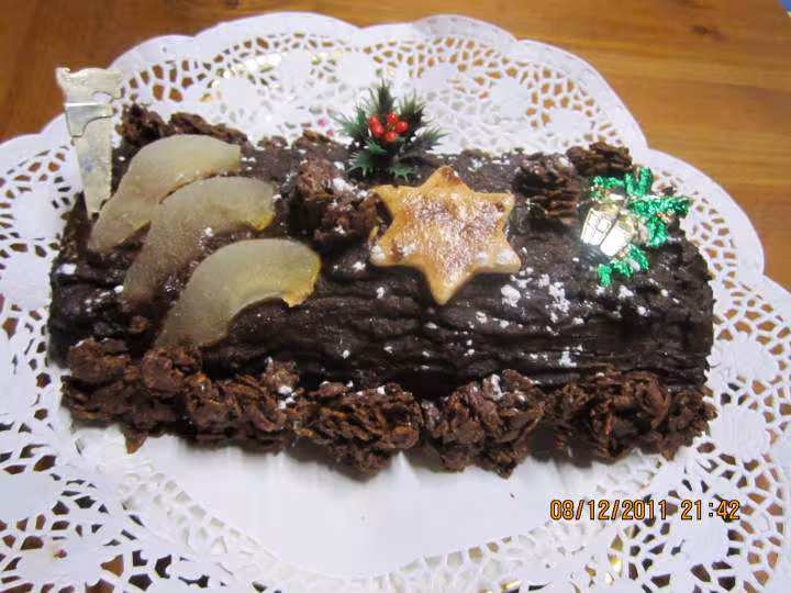 Buche de noel a la creme ganache aux poires