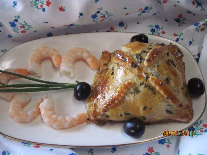 Carres de saumon et crustaces