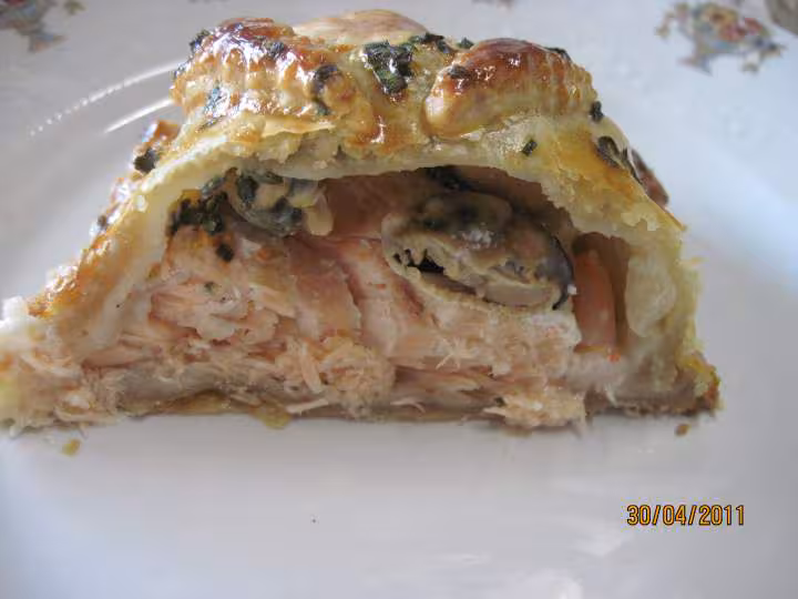 Carres de saumon et crustaces