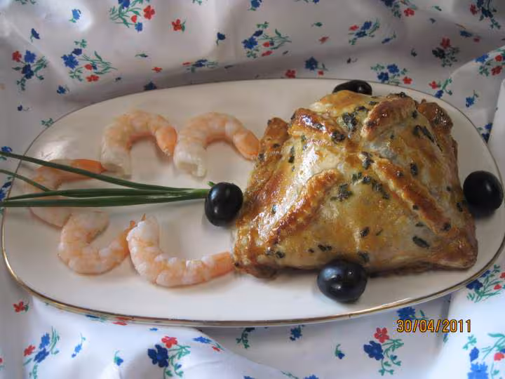 Carres de saumon et crustaces