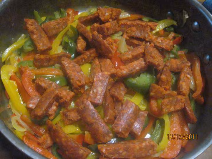 Chorizo aux trio de poivrons