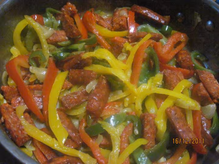 Chorizo aux trio de poivrons