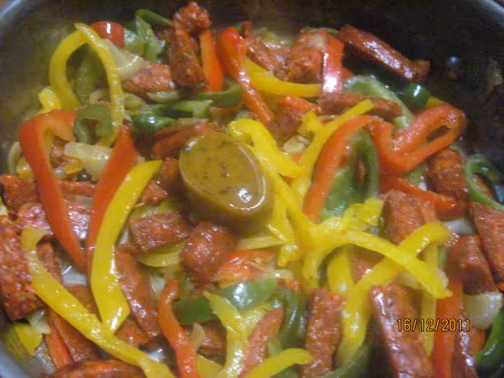 Chorizo aux trio de poivrons