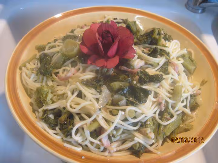 Chou cima au spaghetti