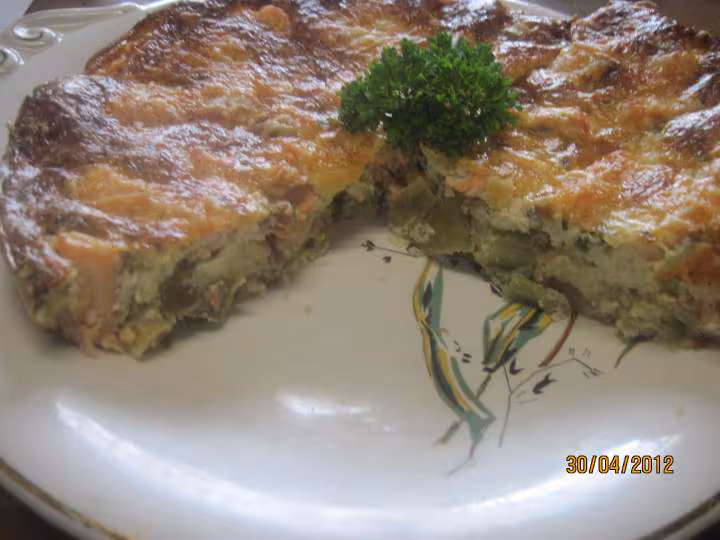 Clafoutis de poireau et saumon rose