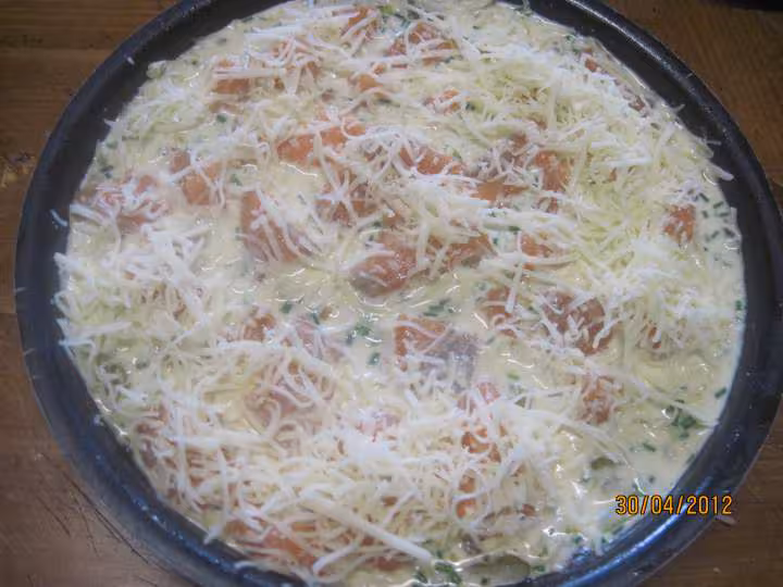 Clafoutis de poireau et saumon rose