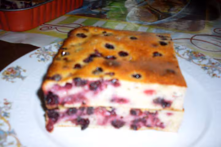 Clafoutis fromage blanc cassis photo