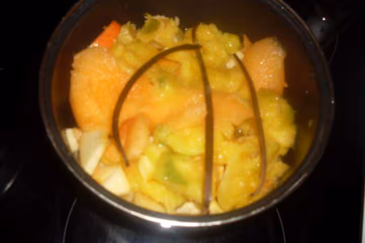Compote de melon mangue pommes vanille