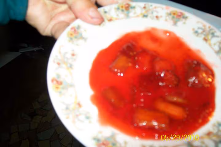 Confiture de fraises et rhubarbes