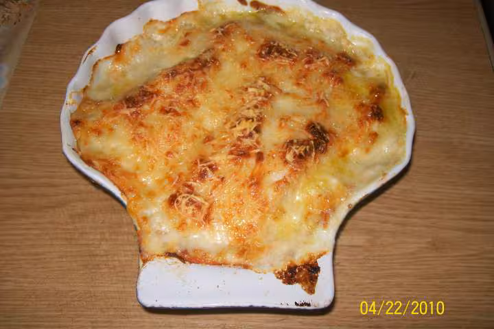 Coquille de poisson a l oseille gratine