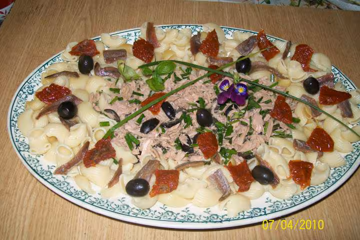 Coude au anchois thon et tomates sechees
