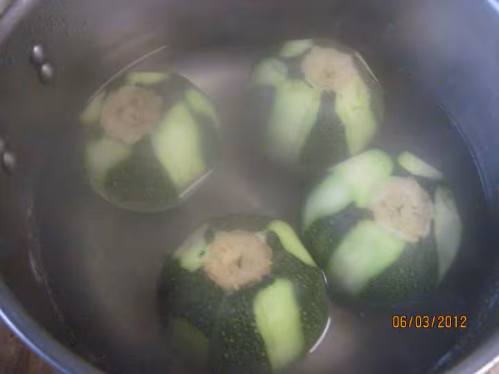 Courgettes rondes aaux oeufs gratinees