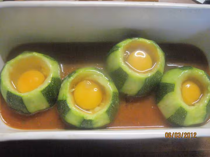 Courgettes rondes aux oeufs gratinees