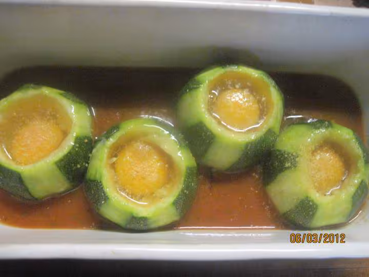 Courgettes rondes aux oeufs gratinees