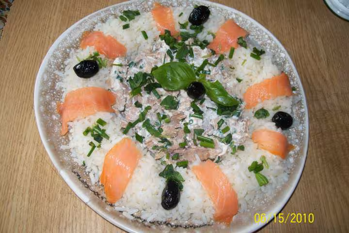 Couronne de riz au thon saumon et fromage