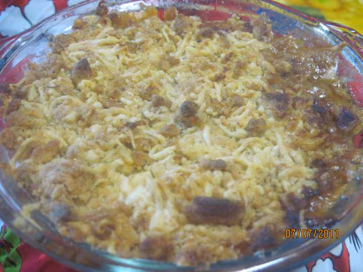 Crumble sale aux escalopes de jambon aux legumes de saison