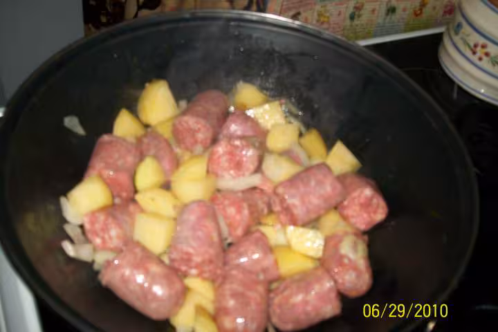 Cubes de legumes aux saucisses de toulouse