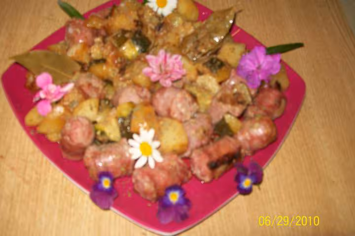 Cubes de legumes aux saucisses de toulouse