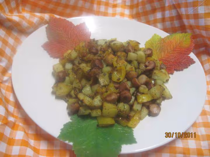 Cuisiner des restes oignon poivron saucisses