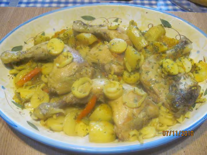Cuisses de poulets au curry et legumes
