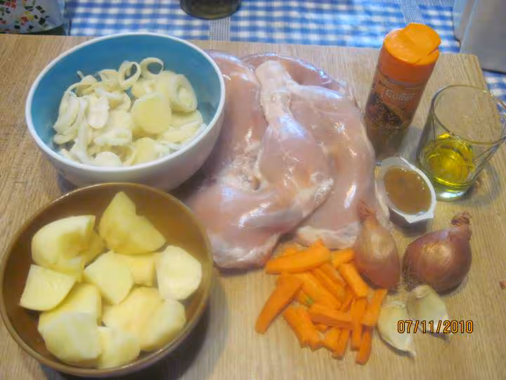 Cuisses de poulets au curry et legumes