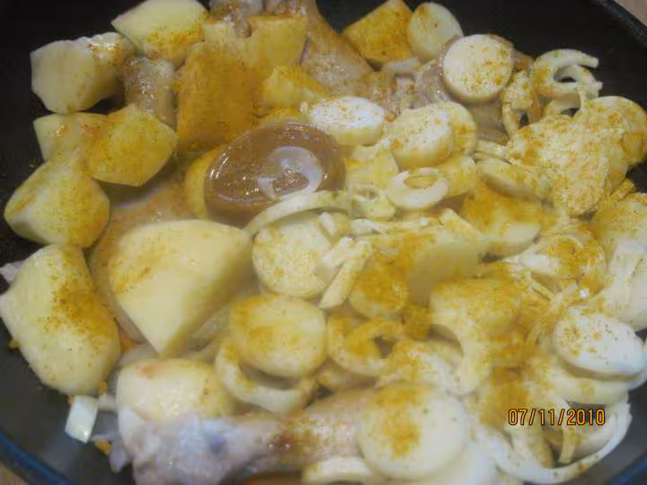 Cuisses de poulets au curry et legumes