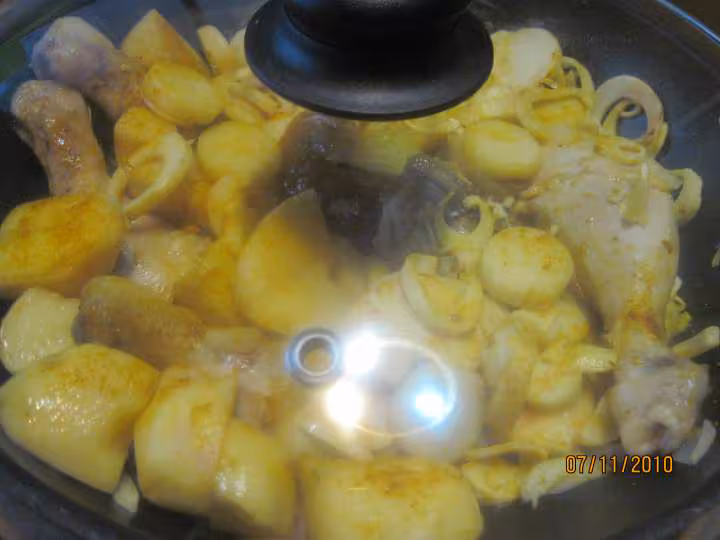 Cuisses de poulets au curry et legumes