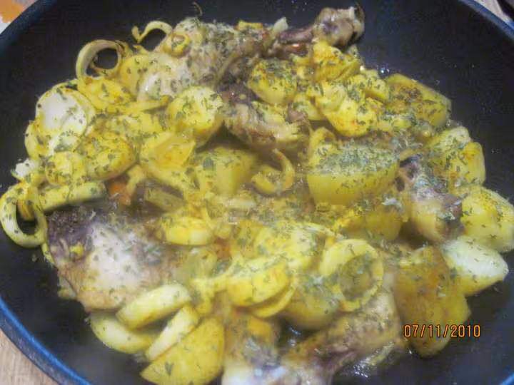 Cuisses de poulets au curry et legumes