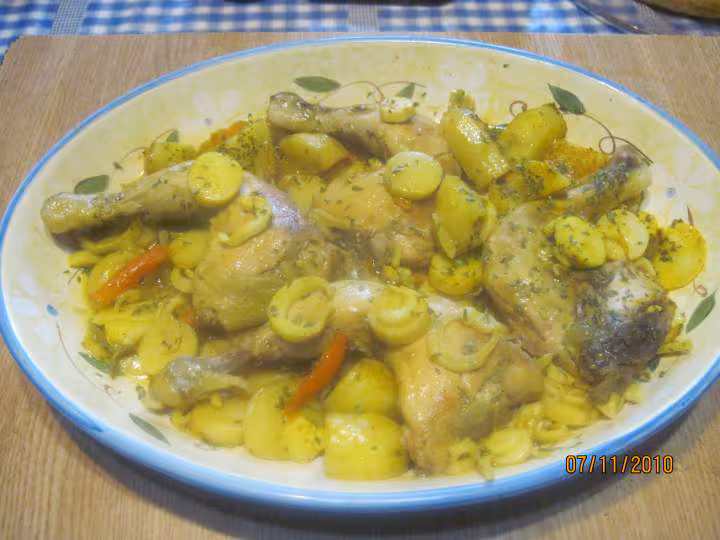 Cuisses de poulets au curry et legumes