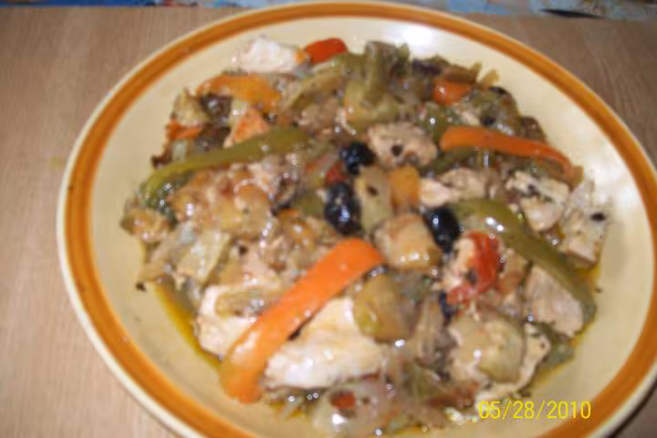 Des de poulet aux legumes de ratatouille