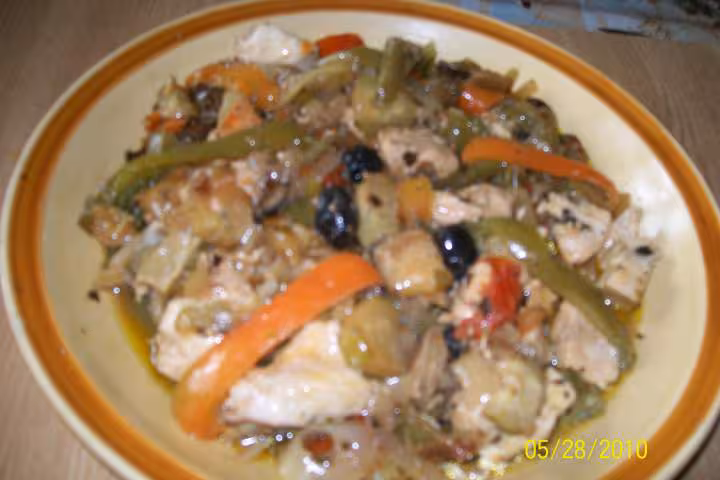 Des de poulet aux legumes de ratatouille