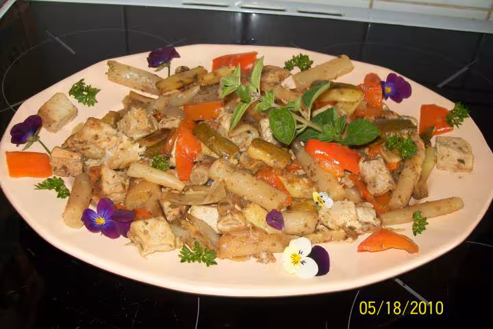 Des de roti de porc aux legumes