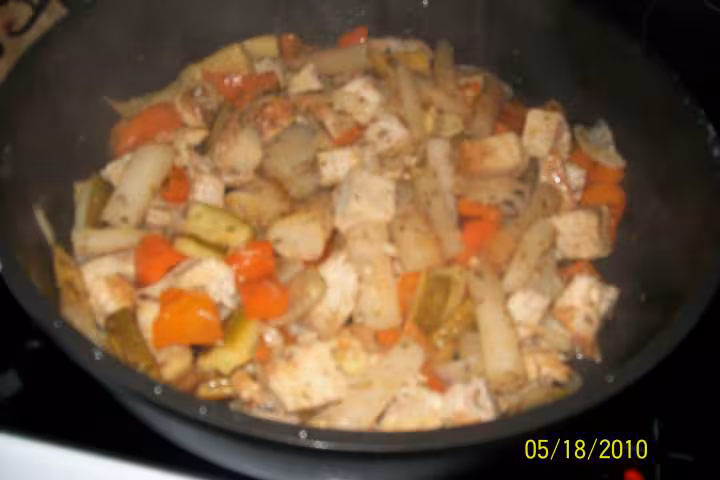 Des de roti de porc aux legumes