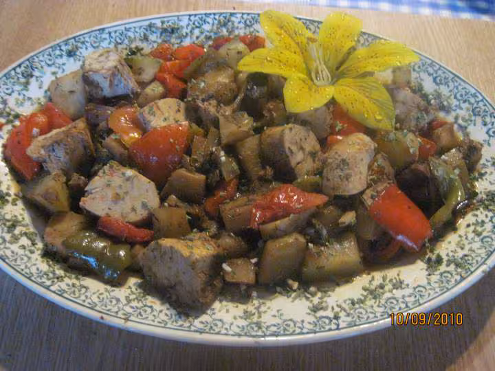 Des de roti dinde aux legumes varies
