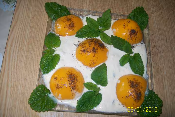 Dessert creme glace aux peches