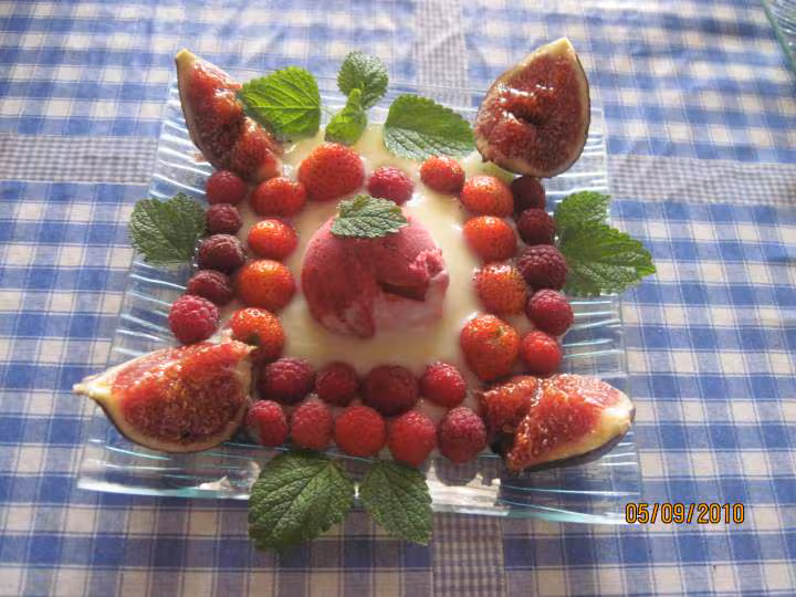 Dessert de fruits saison a la creme dessert