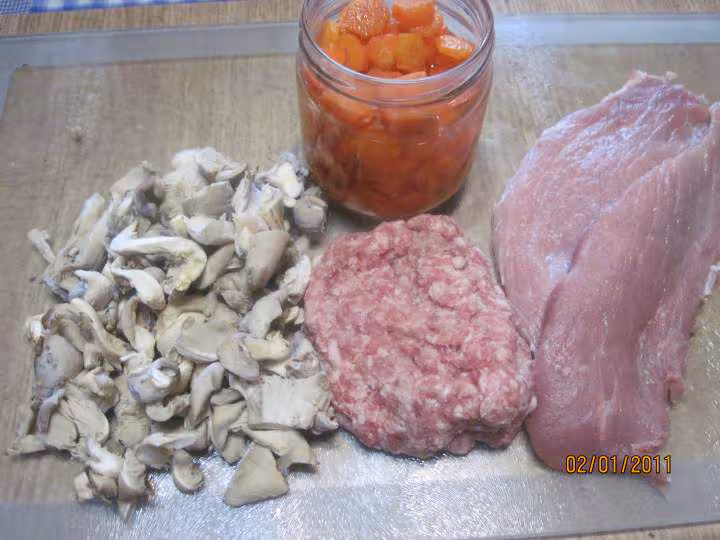 Escalopes de jambon farcies et legumes