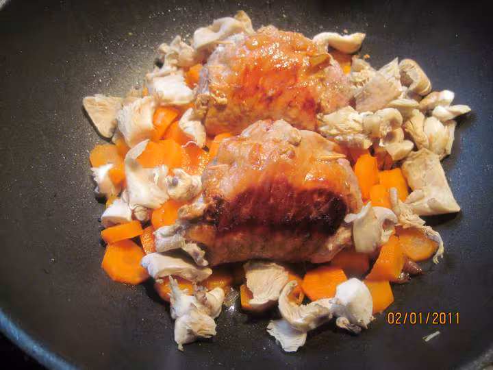 Escalopes de jambon farcies et legumes