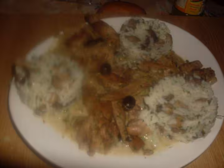 Escalopes de jambon riz champignons