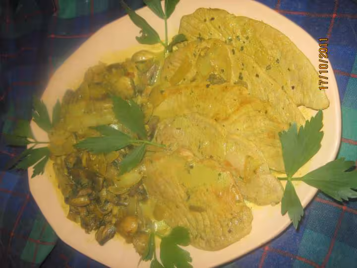 Escalopes de porc aux champignons a la creme fraiche