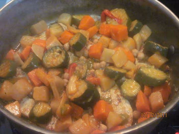 Escalopes de porc aux legumes de couscous