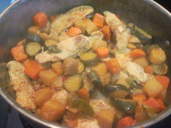 Escalopes de porc aux legumes de couscous