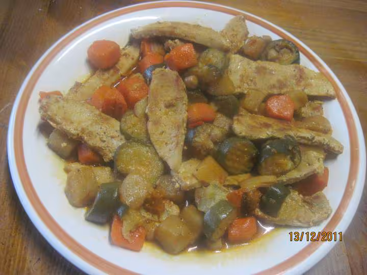 Escalopes de porc aux legumes de couscous