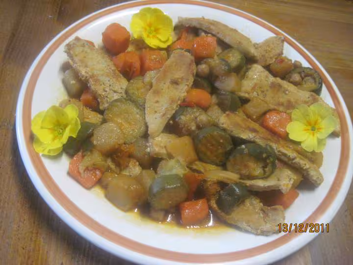 Escalopes de porc aux legumes de couscous